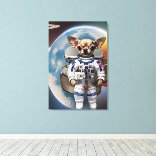 Chihuahua Astronaut Canvas Print (Insitu (Houten vloer))