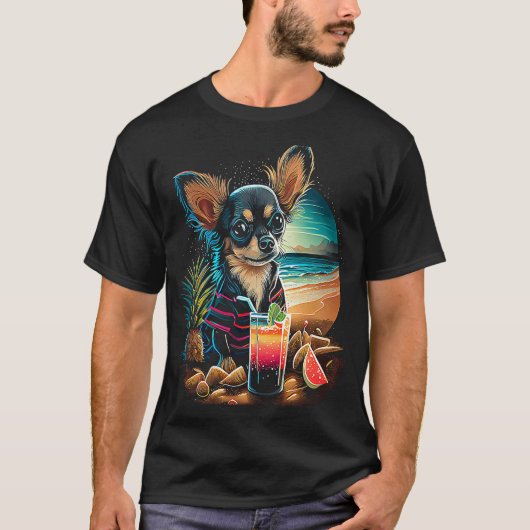 Chihuahua at the beach Summer Vacation T-shirt (Voorkant)