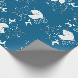 Chihuahua Baby shower Blue Boy Dog Cadeaupapier