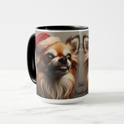 Chihuahua Bah! Humbug Christmas Coffee Mok Cup (Voorkant links)