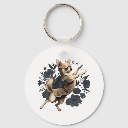 Chihuahua Ballerina Ballet Dansen Sleutelhanger (Voorkant)