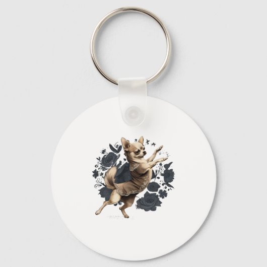 Chihuahua Ballerina Ballet Dansen Sleutelhanger (Voorkant)