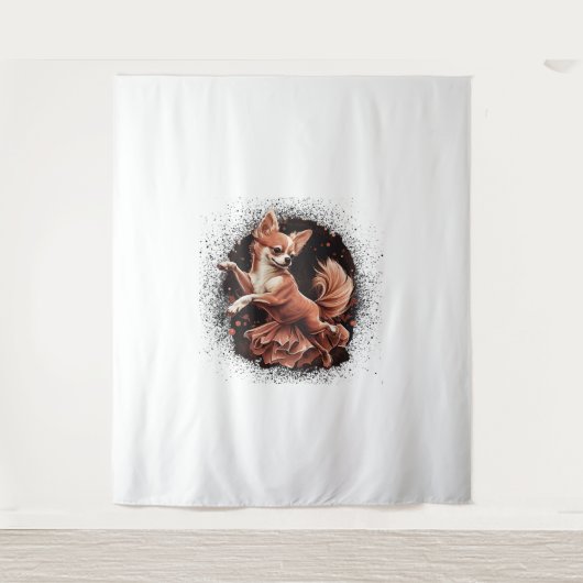 Chihuahua Ballerina Ballet Dansen Wandkleed (Voorkant)