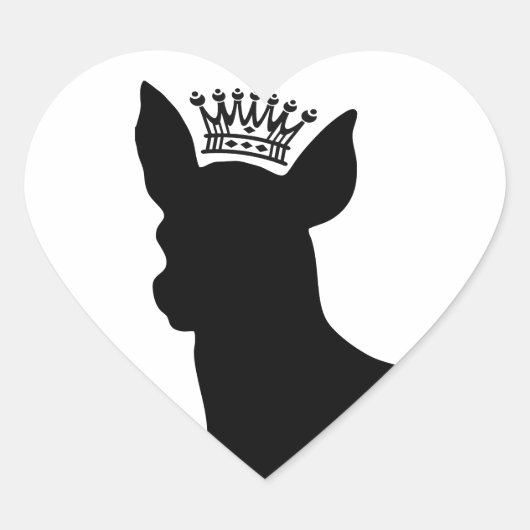 Chihuahua Basic Black Crown Silhouette Hart Sticker (Voorkant)
