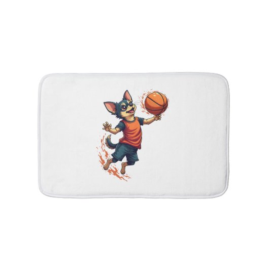Chihuahua Basketbal Speler Sport Dunk Badmat (Voorkant)