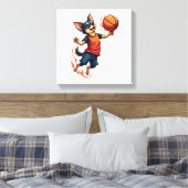 Chihuahua Basketbal Speler Sport Dunk Canvas Afdruk (Insitu (Slaapkamer))