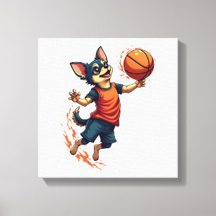 Chihuahua Basketbal Speler Sport Dunk Canvas Afdruk