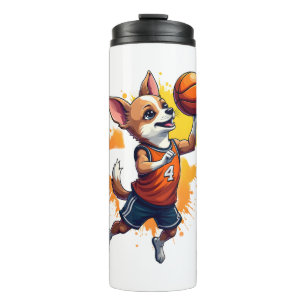Chihuahua Basketbal Speler Sport Dunk Kopie Thermosbeker