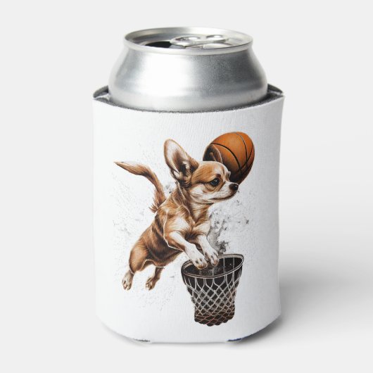 Chihuahua Basketballer Sport Dunk Blikjeskoeler (Blikje Voorkant)