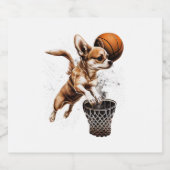 Chihuahua Basketballer Sport Dunk Sparkling Wijnetiket (Enkel label)