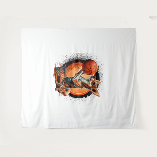 Chihuahua Basketballer Sport Dunk Wandkleed (Voorkant (horizontaal))