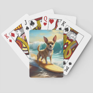 Chihuahua Beach Surfing Schilderij Pokerkaarten