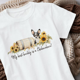 Chihuahua Beste Buddy Zonnebloem Waterverf Bloemen T-shirt