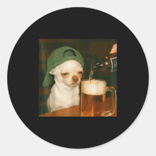 Chihuahua Bier Grappige Meme Hond Reactie Humor Ho Ronde Sticker