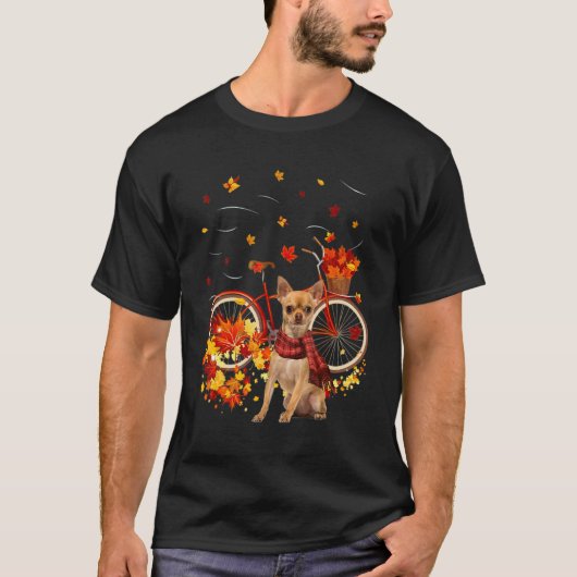Chihuahua Bike Autumn Dog Leaf Fall  Fall Y'all T-shirt (Voorkant)