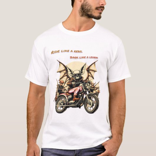 Chihuahua Biker met Vleermuisvleugels T-shirt (Voorkant)