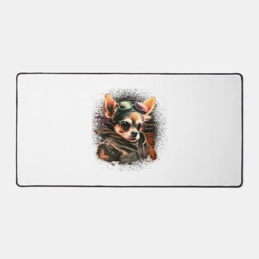 Chihuahua Biker Motorcycle Riding Dog Dad Bureaumat (Voorkant)