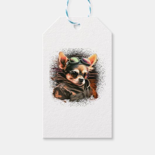 Chihuahua Biker Motorcycle Riding Dog Dad Cadeaulabel (Voorkant)