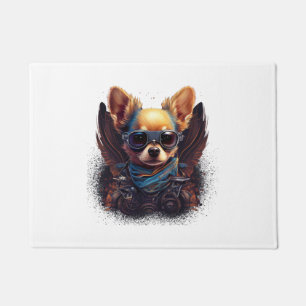 Chihuahua Biker Motorcycle Riding Dog Dad Deurmat
