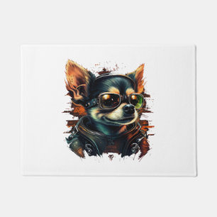Chihuahua Biker Motorcycle Riding Dog Dad Deurmat