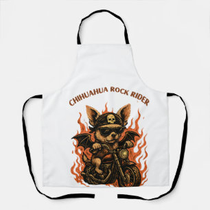 Chihuahua Bikerhond op Motor met Vlammen Schort