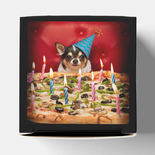 Chihuahua Birthday Pizza Pie Bedankdoosjes (Bovenkant)