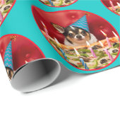 Chihuahua Birthday Pizza Pie Cadeaupapier (Rol Hoek)