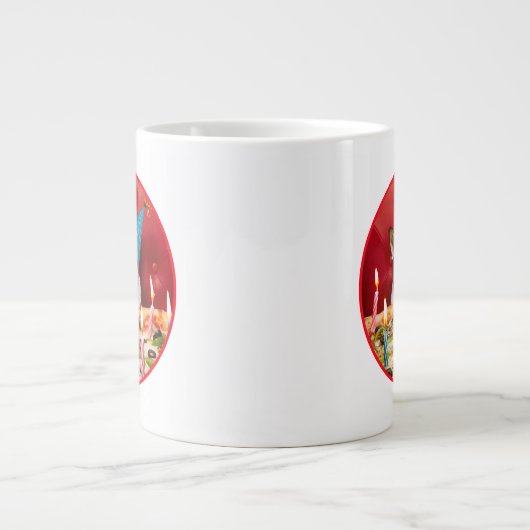 Chihuahua Birthday Pizza Pie Grote Koffiekop (Voorkant)