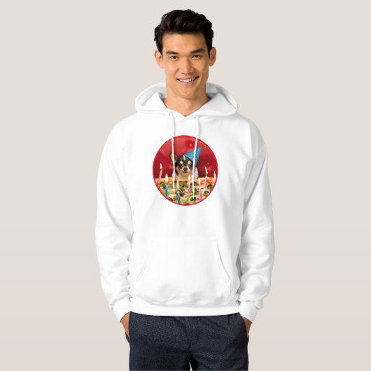 Chihuahua Birthday Pizza Pie Hoodie (Voorkant volledig)