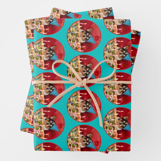 Chihuahua Birthday Pizza Pie Inpakpapier Vel (In situ)