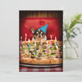 Chihuahua Birthday Pizza Pie Kaart (Staand voorkant)