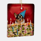 Chihuahua Birthday Pizza Pie Keramisch Ornament (Rechts)
