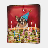Chihuahua Birthday Pizza Pie Keramisch Ornament (Links)