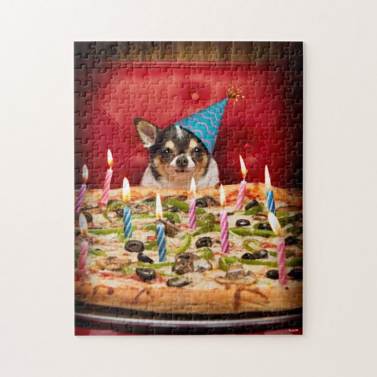 Chihuahua Birthday Pizza Pie Legpuzzel (Verticaal)