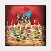Chihuahua Birthday Pizza Pie Magneet (Voorkant)