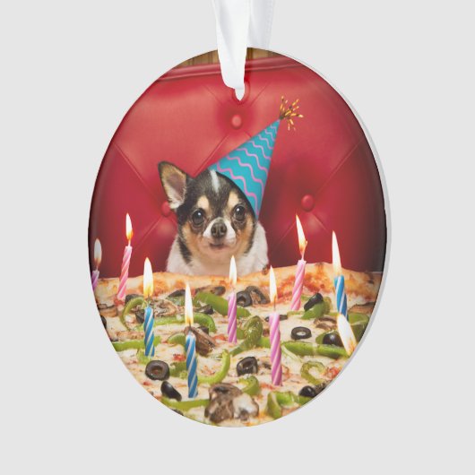 Chihuahua Birthday Pizza Pie Ornament (voorkant)