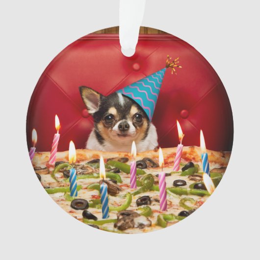 Chihuahua Birthday Pizza Pie Ornament (voorkant)