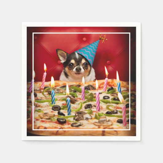 Chihuahua Birthday Pizza Pie Servet (Voorkant)