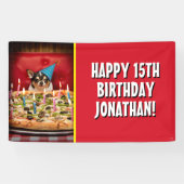 Chihuahua Birthday Pizza Pie Spandoek (Horizontaal)