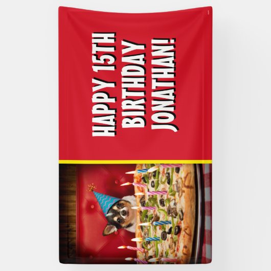 Chihuahua Birthday Pizza Pie Spandoek (Verticaal)
