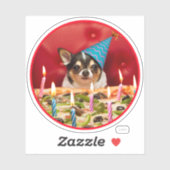 Chihuahua Birthday Pizza Pie Sticker (Vel)