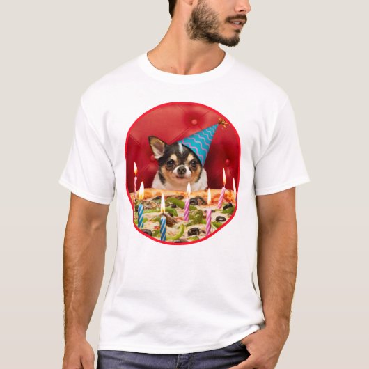 Chihuahua Birthday Pizza Pie T-shirt (Voorkant)