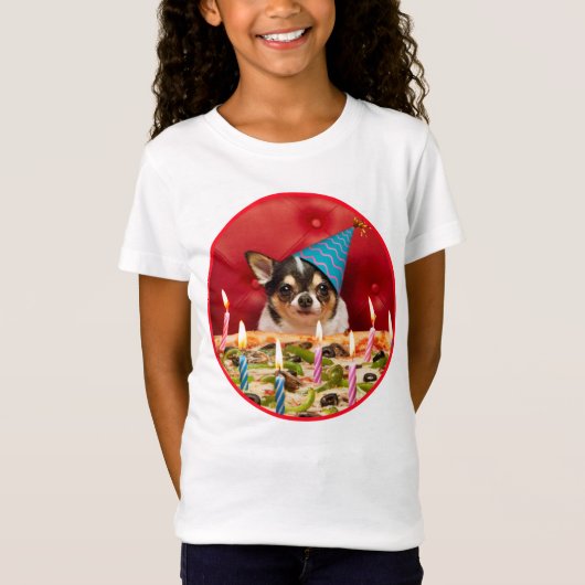 Chihuahua Birthday Pizza Pie T-shirt (Voorkant)