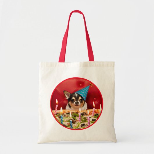 Chihuahua Birthday Pizza Pie Tote Bag (Voorkant)