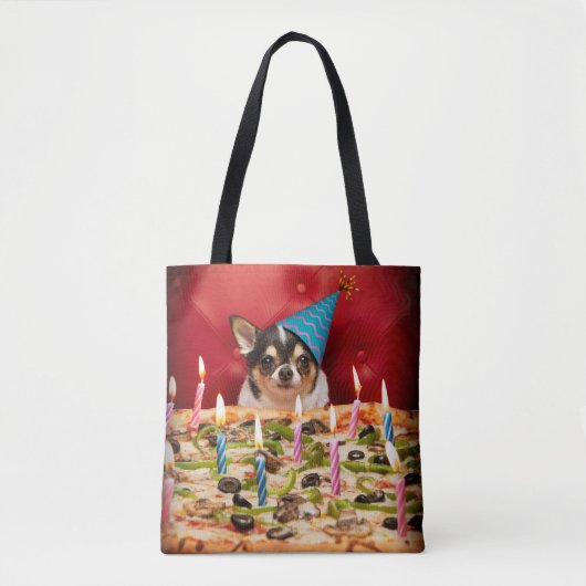Chihuahua Birthday Pizza Pie Tote Bag (Voorkant)