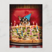 Chihuahua Birthday Pizza Pie Uitnodiging Briefkaart (Voorkant)