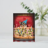 Chihuahua Birthday Pizza Pie Uitnodiging Briefkaart (Staand voorkant)