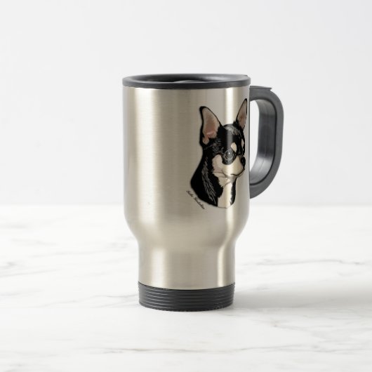 Chihuahua Black & Tan Travel Mug Reisbeker (Voorkant rechts)
