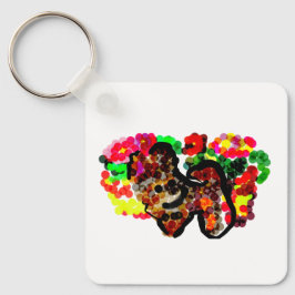 Chihuahua bloemen sleutelhanger