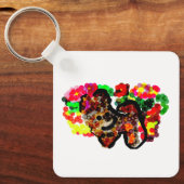 Chihuahua bloemen sleutelhanger (Voorkant)